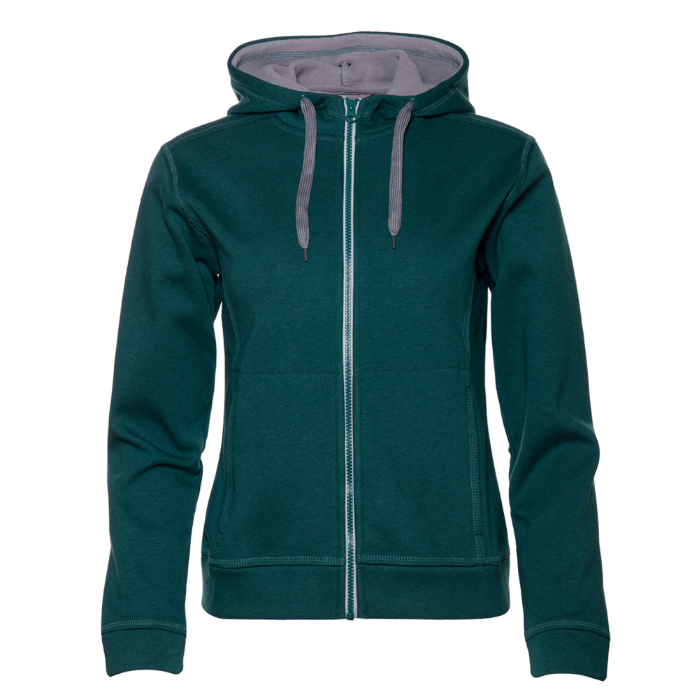 Толстовка женская STAN с капюшоном на молнии сэндвич 320, 19, Изумрудный меланж,