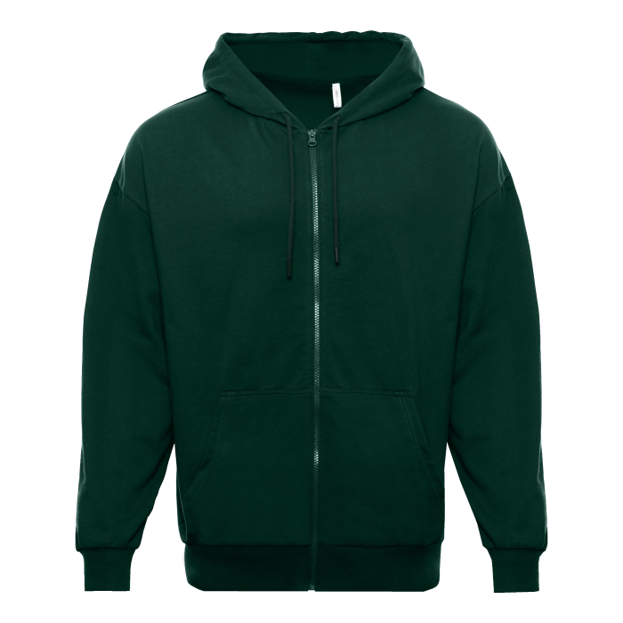 Толстовка STAN оверсайз на молнии с капюшоном футер без начёса 240, 99, Тёмно-зелёный,
