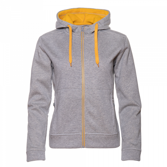Толстовка женская STAN с капюшоном на молнии сэндвич 320, 19, Серый меланж,