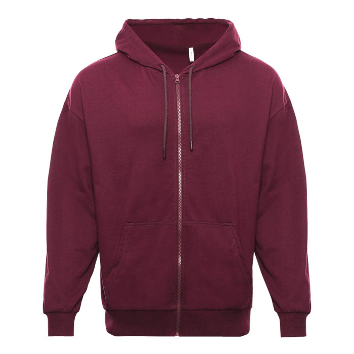 Толстовка STAN оверсайз на молнии с капюшоном футер без начёса 240, 99, Бордовый,
