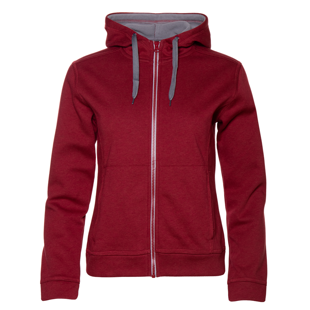 Толстовка женская STAN с капюшоном на молнии сэндвич 320, 19, Бордовый меланж,