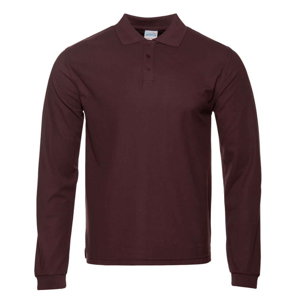 Рубашка поло унисекс STAN длинный рукав хлопок/полиэстер 185, 04S, Тёмно-Шоколадный,