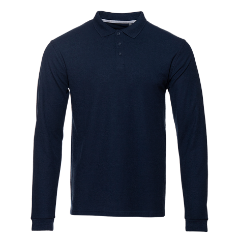 Рубашка поло унисекс STAN длинный рукав хлопок/полиэстер 185, 04S, Тёмно-синий,