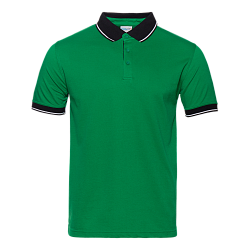 Рубашка поло унисекс STAN с контрастными деталями хлопок/полиэстер 185, 04С, Зелёный,