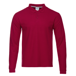 Рубашка поло унисекс STAN длинный рукав хлопок/полиэстер 185, 04S, Бордовый,
