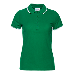 Рубашка поло женская STAN с окантовкой хлопок/полиэстер 185, 04BK, Зелёный,