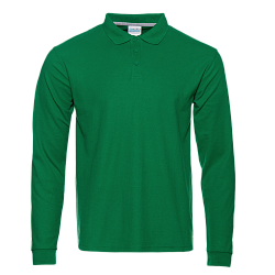 Рубашка поло унисекс STAN длинный рукав хлопок/полиэстер 185, 104S, Зелёный,