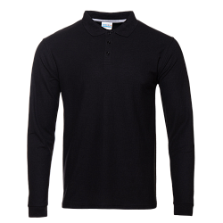 Рубашка поло унисекс STAN длинный рукав хлопок/полиэстер 185, 04S, Чёрный,